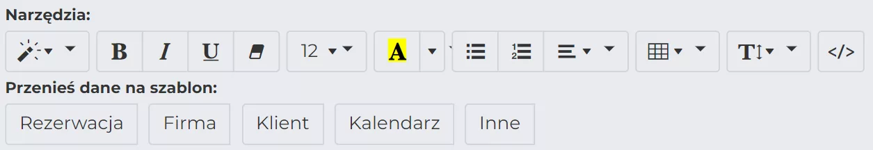 Narzędzia edytora szablonów w CALDIS