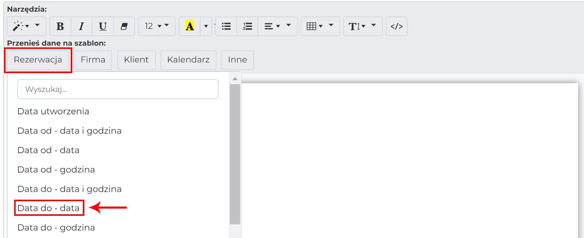 Dodawanie pola specjalnego do szablonu