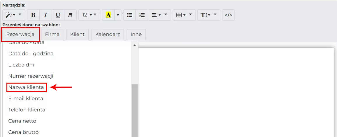 Dodawanie pola specjalnego do szablonu - przykład 2