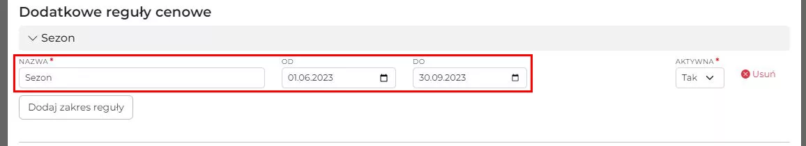 Konfiguracja reguły cenowej