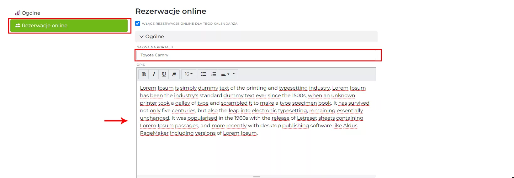 Kalendarz online szczegóły
